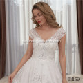 Heißer Verkauf Sheer White Long Sleeve Spitze Braut Brautkleid